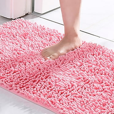 BCMMKLPP Pink Bathroom Rug Won'T Slip Bathroom Mat Soft and Comfortable Furry Durable Thickened Bathroom Rug Machine Washable Reusable Home Decor