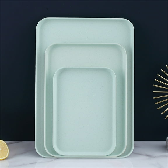 BCMMKLPP Wheat Straw Food Plates - Reusable Hard Plastic Dinner Plates - Unbreakable Microwave Safe Plates for Dessert, Fruits, Camping, Outdoors, Patio, Kitchen Dishes