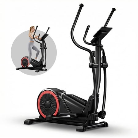LEZEE 16-Level Magnetic Elliptical Machine for Home – 15.5" Stride, Heart Rate Grips, Quiet Cardio Trainer