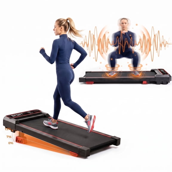 LEZEE Walking Pad Treadmill & Vibration Plate, 3.0HP walking pad under desk for Home Office, 300LBS Capacity, Remote Control & LED Display