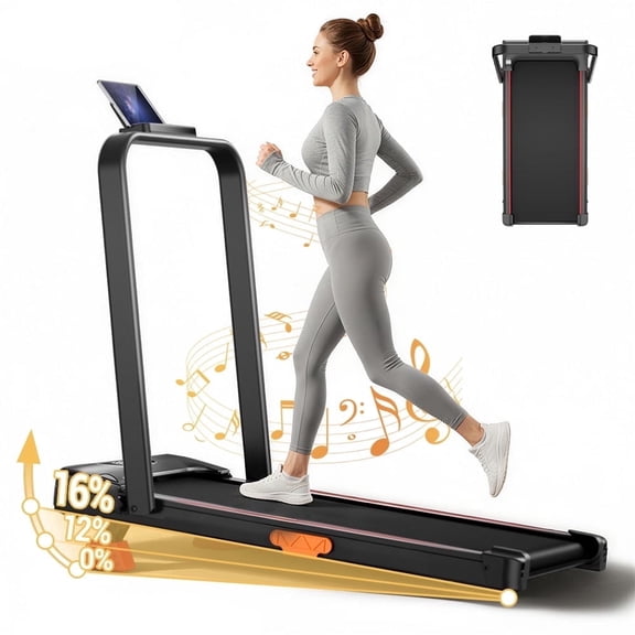LEZEE 3-in-1 Folding Treadmill for Home and Office, 300 lbs Weight Capacity with LED Display & Remote Control