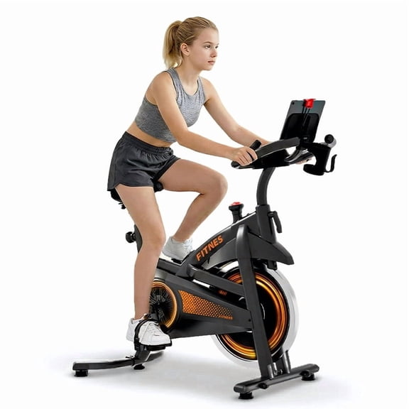 LEZEE Exercise Bike Indoor Cycling Bike Adjustable Resistance for Home Workout Use Max Weight 300 lbs with Extra Comfort Seat