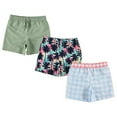 thumbnail image 1 of BCOOL 3-Pack Boys Swim Trunks Size 8, Quick Dry Swimming Shorts with Liner - Solid Green, Tropical/Check Print, 1 of 4