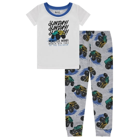 BCOOL Toddler Boys 2-Piece Cotton Sleepwear Set: Dinosaur & Cars Prints – Experience Ultimate Comfort in Exciting Adventures