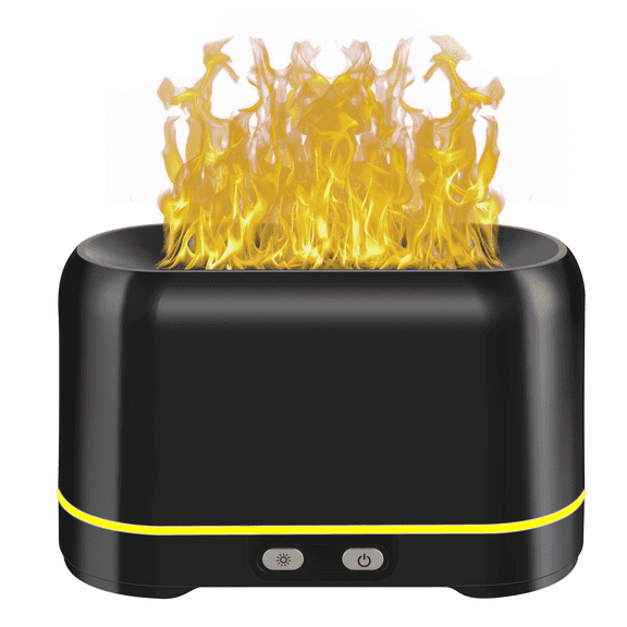 BCOOSS 300ML Essential Oil Diffuser Flame Aroma Diffuser Air Humidifier with Flame Light for Home,Black