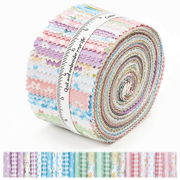 BCOOSS 80PCS Jelly Roll Fabric Strips for Quilting "2.5 x 20" Inch Cotton Fabric Bundles for Sewing DIY Crafts (Macaron Color)