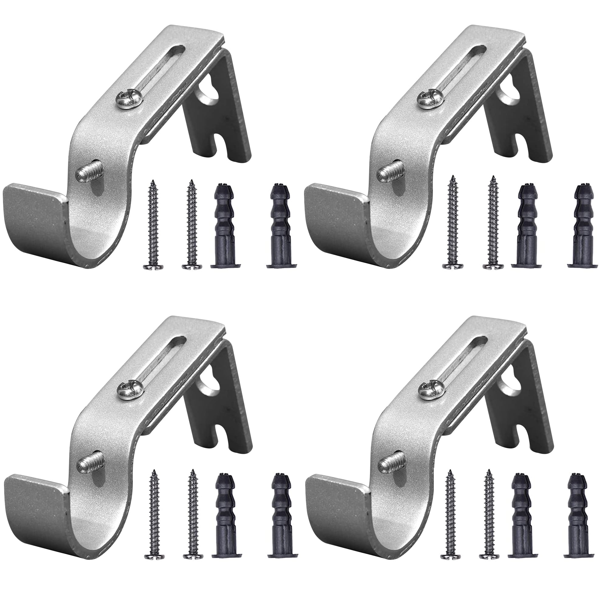 BCOOSS Adjustable Curtain Rod Brackets, 1 inch Rod Hardware, Set of 4