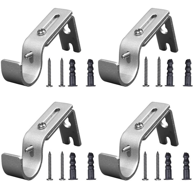 BCOOSS Adjustable Curtain Rod Brackets, 1 inch Rod Hardware, Set of 4