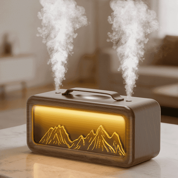 BCOOSS Essential Oil Diffuser 600ML Air Scent Aromatherapy Oil Diffuser and Humidifier for Large Room,Dark Wood Grain