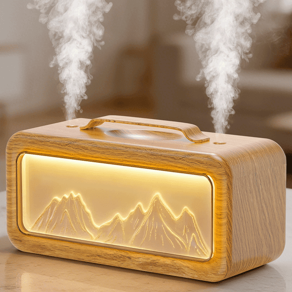 BCOOSS Essential Oil Diffuser 600ML Air Scent Aromatherapy Oil Diffuser and Humidifier for Large Room,Light Wood Grain