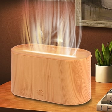 BCOOSS Essential Oil Diffuser Aromatherapy Aroma Air Diffuser with Flame Light, Wood Grain