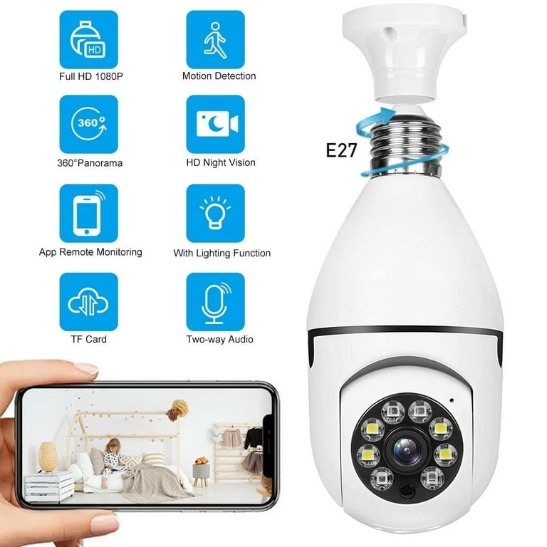 BCOOSS Wireless WiFi Outdoor Light Bulb Security Camera, Motion
