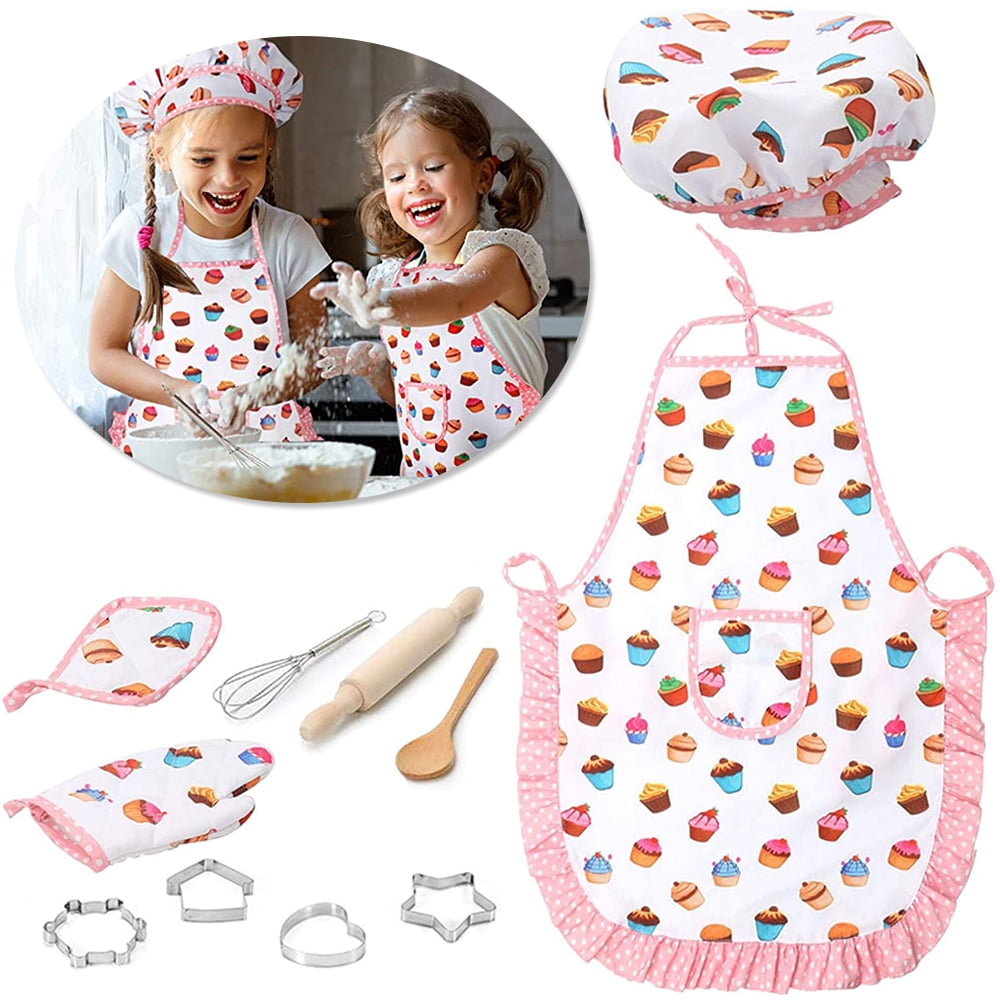  22 Pcs Montessori Kids Junior Tiny Real Toddler Safe Easy Bake Cook  Set with Pretend Kitchen Tool -Mini Stove Burner, Chef, Apron, Oven Mitt,  Recipes -Real Food Utensils Gift for Boys