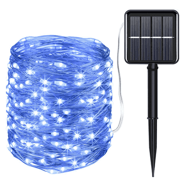 BCOOSS Led Solar String Lights Outdoor Waterproof for Patio Decoration 32FT 100 LED 8 Modes Fairy Light (Blue)