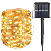 BCOOSS Led Solar String Lights Outdoor Waterproof for Patio Decoration 32FT 100 LED 8 Modes Fairy Light (Warm white)