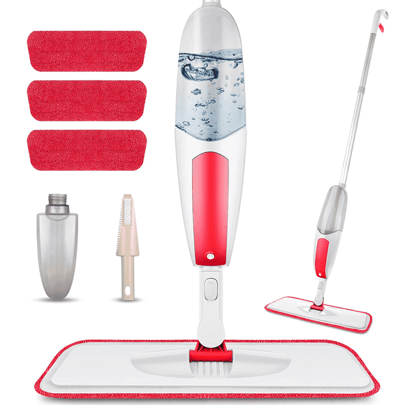 BCOOSS Mops for Floors Microfiber Spray Mop with 3 Washable Pads and Refillable Bottle for Hardwood Laminate Wood Floor Cleaning