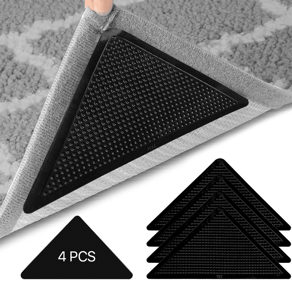 Bcooss Non Slip Rug Gripper for Hardwood Floor Carpet 4pcs Black Rug Pad, Size: 5.90*4.13*2.95in (Large*W*H)