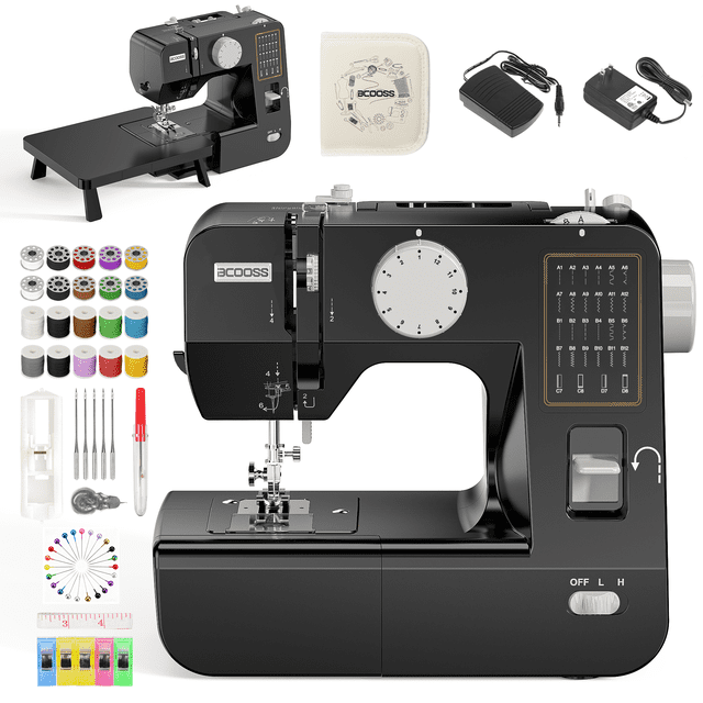 BCOOSS Portable Sewing Machine for Beginners 28 Built-in Stitches with ...