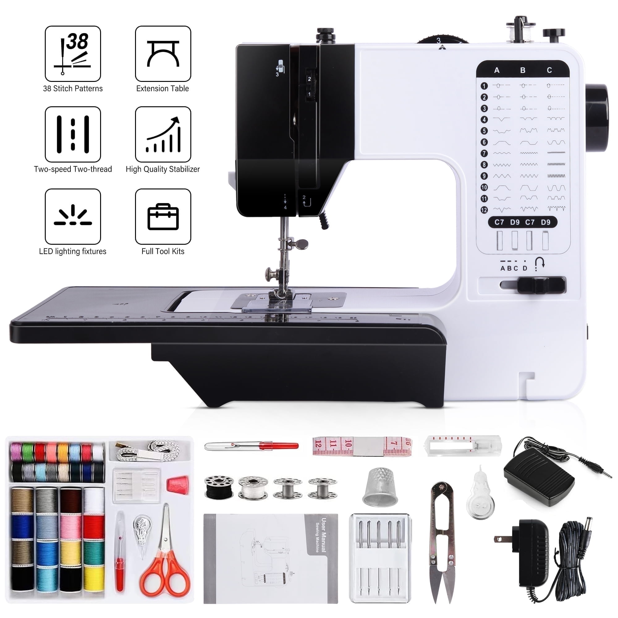 Walmart daily deals:  Walmart Black Friday Deals 2025 BCOOSS Portable Sewing Machine, 38 Stitches, Extension Table, Dual Speed, Easy to Use
