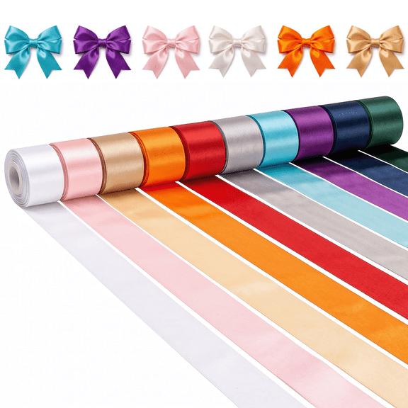 BCOOSS Rainbow Satin Ribbon for Gift Wrapping Floral Bouquets Wedding Party Decoration