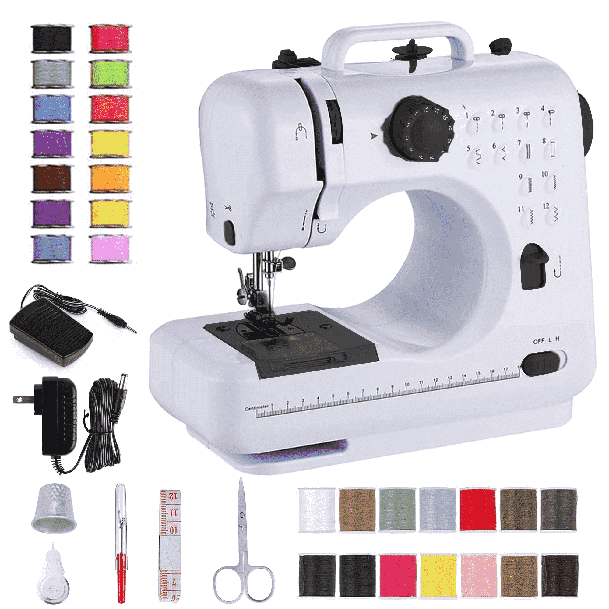 BCOOSS Sewing Machine for Beginner Multi-Functional Portable Machine with 12 Built-in Stitches,Black - Walmart.com