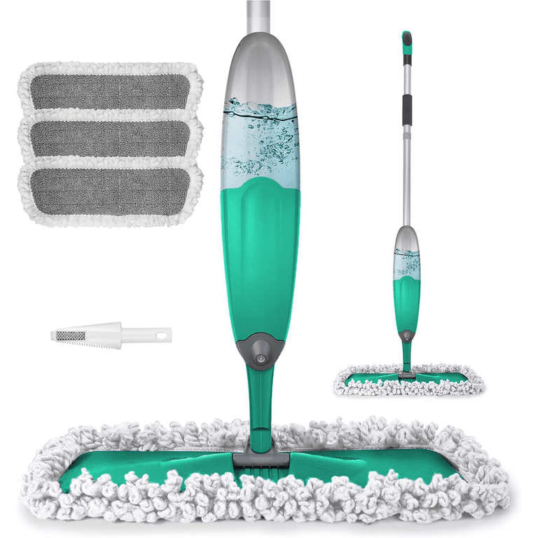 Mops for Floor Cleaning Microfiber Spray Mop with 3 Washable Reusable Pads,  a Refillable 14 oz Bottle and Scrubber Wet Dry Flat Sweep Mop with 360
