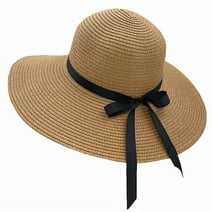 BCOOSS Summer Sun Hat for Women Wide Brim Sun Protection Women Straw Hat for Beach and Fishing, Khaki