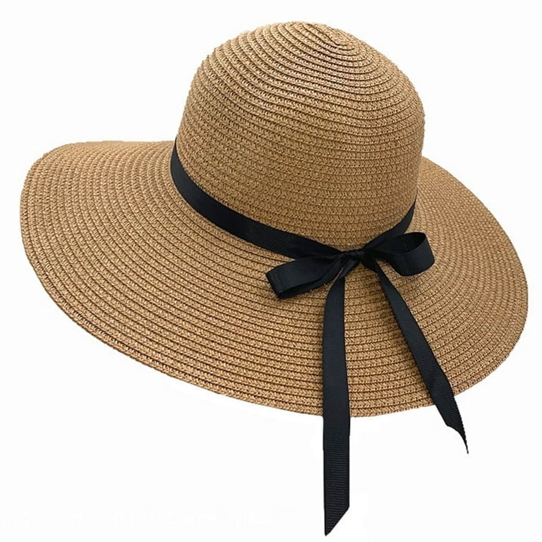 Yoho Beach Straw Hat Summer Seaside Outing Big Brim Sunscreen Sunshade Vacation Big Edge Sun Hat Sun Hat Khaki