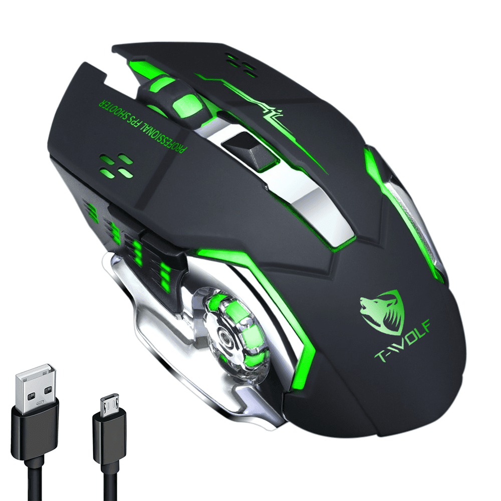 PLUSBRAVO Wireless RGB LED Gaming Mouse, Rechargeable with