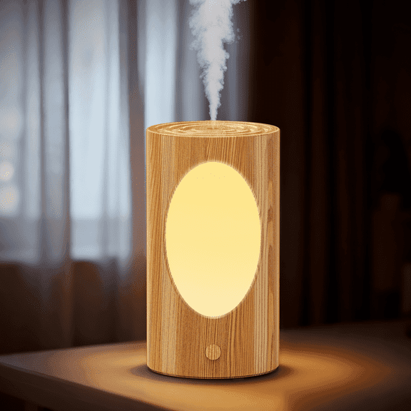 BCOOSS Humidifier for Room Home Quiet Ultrasonic Cool Mist Humidifier 3-IN-1 Essential Oil Diffuser for Plants，Light Wood Grain