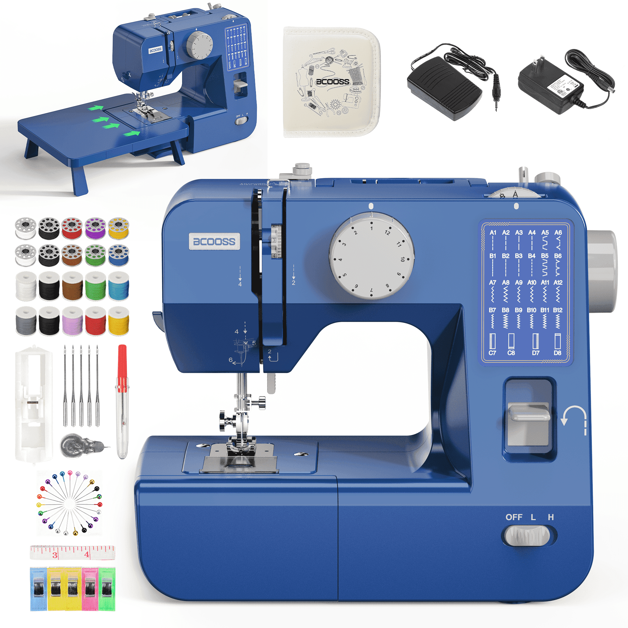 BCOOSSS Sewing Machine Portable Mini Electric Sewing Machine For Beginners 12 Built In Stitches 2 Speed With Foot Pedal Blue: A Clear-Eyed Overview