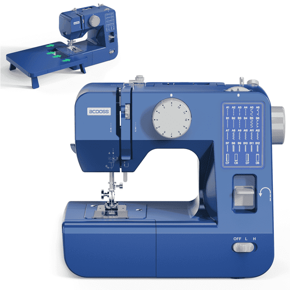 BCOOSS Portable Sewing Machine for Beginners Adults with Extension table and Accessory Kit ,28 Stitches