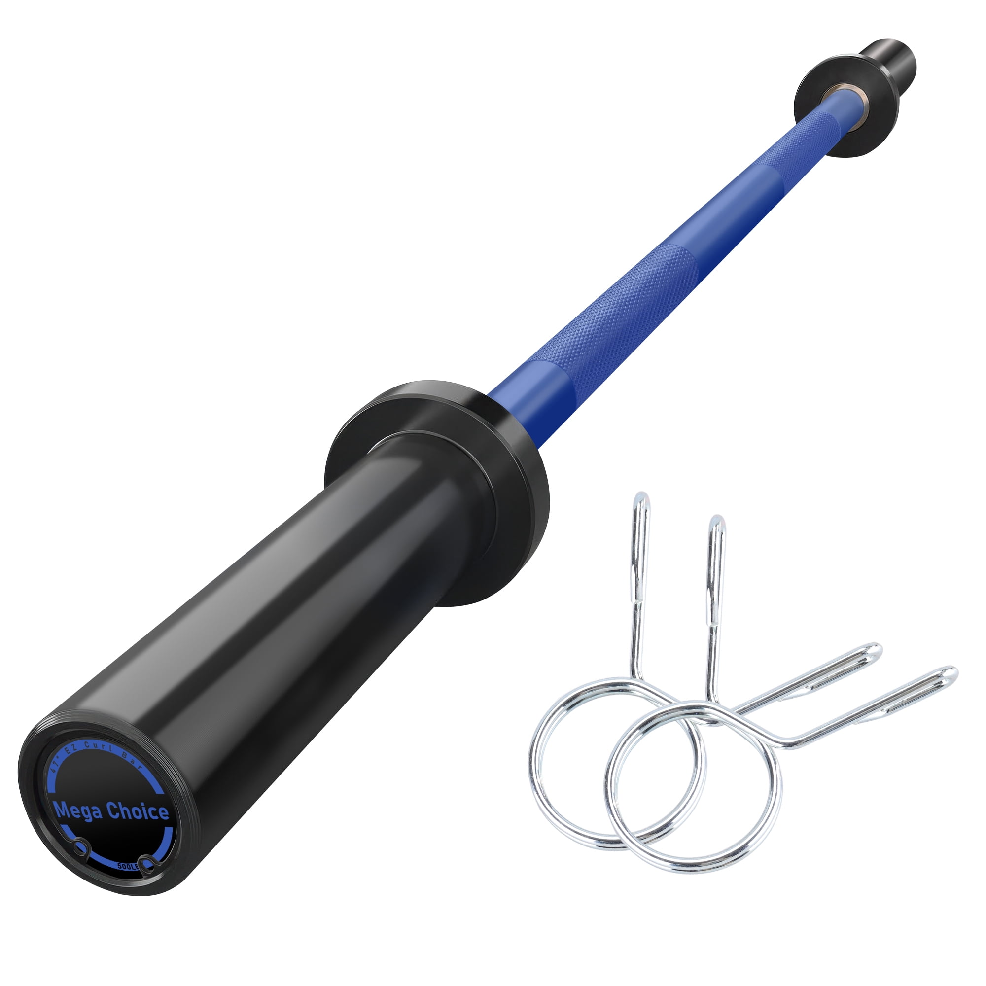 BCOZONY Blue Strength Training Barbell, Straight Barbell Bar for Squats and Deadlifts w/ 500LB Capacity,Blue
