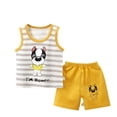 thumbnail image 1 of BCSIOAOI 2 Piece Boys Outfit Cotton Striped Dog Graphic Tank Top & Elastic Waist Shorts Yellow 3 T, 1 of 3