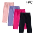 thumbnail image 1 of BCSIOAOI 4 Pc Girls Pants,High Waist Stretch Solid Slim Capri Leggings Multipack Pink 12-13 Years, 1 of 8