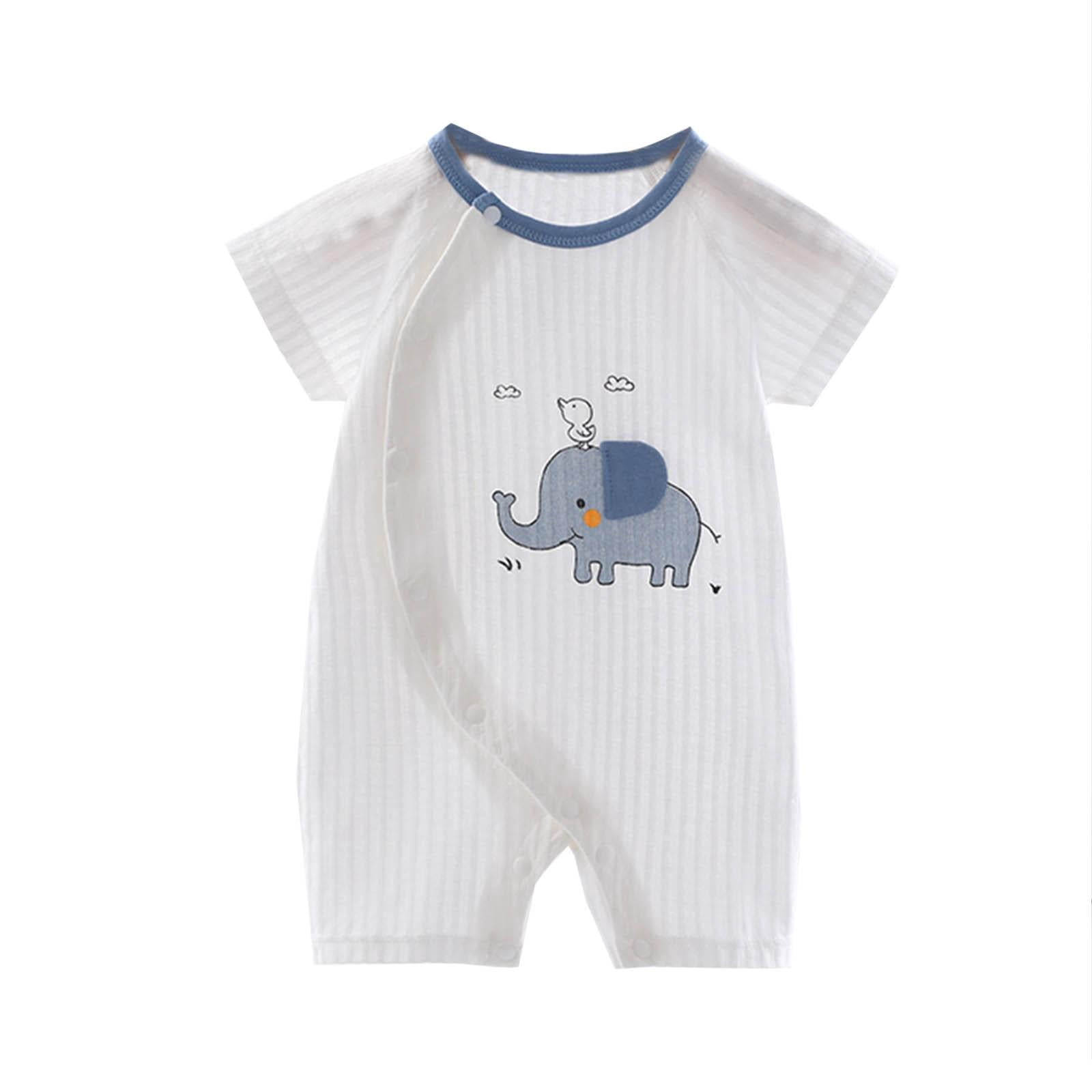 BCSIOAOI Baby Jumpsuit,Cotton Breathable Short Sleeve Elephant Print ...