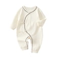 thumbnail image 1 of BCSIOAOI Baby Jumpsuit,Cotton Long Sleeve Wrap-Style Romper with Bow Detail White 0-3 Months, 1 of 8