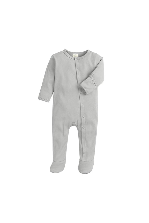 Baby One Piece,Cotton Long Sleeve Footed Front-Snap Sleeper for Infant Gray 6-9 Months