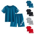 thumbnail image 1 of BCSIOAOI Boys Matching Sets,Short Sleeve Top & Graphic Print Shorts Sport Outfit Blue 7-8 Years, 1 of 3