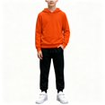 thumbnail image 1 of BCSIOAOI Boys Matching Sets,Solid Pullover Hoodie Drawstring Sweatpants Matching Set Orange 1-2t, 1 of 7