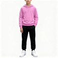thumbnail image 1 of BCSIOAOI Boys Matching Sets,Solid Pullover Hoodie Drawstring Sweatpants Matching Set Pink 11-12 Years, 1 of 9
