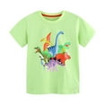 thumbnail image 1 of BCSIOAOI Boys Shirts Cotton Colorful Dinosaur Print Short Sleeve Crew Neck Casual Tees Green 3 T, 1 of 7