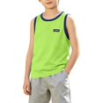 thumbnail image 1 of BCSIOAOI Boys Shirts,Crew Neck Contrast Trim Sleeveless Solid Casual Tank Tops Green 9-10 Years, 1 of 9