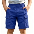 thumbnail image 1 of BCSIOAOI Boys Shorts,Cotton Solid Elastic Waist Summer Casual Shorts with Pockets&Belt Black 2-3 T, 1 of 5