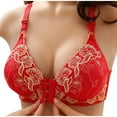 thumbnail image 1 of BCSIOAOI Bras for Women Front Closure Lace Embroidery Wireless Bra with Adjustable Straps Red 38c, 1 of 6