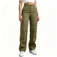 thumbnail image 1 of BCSIOAOI Cargo Pants for Women,High Waist Straight Leg Loose Cargo Pants with Multi Pockets Army Green M, 1 of 8