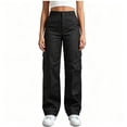thumbnail image 1 of BCSIOAOI Cargo Pants for Women,High Waist Straight Leg Loose Cargo Pants with Multi Pockets Black L, 1 of 8