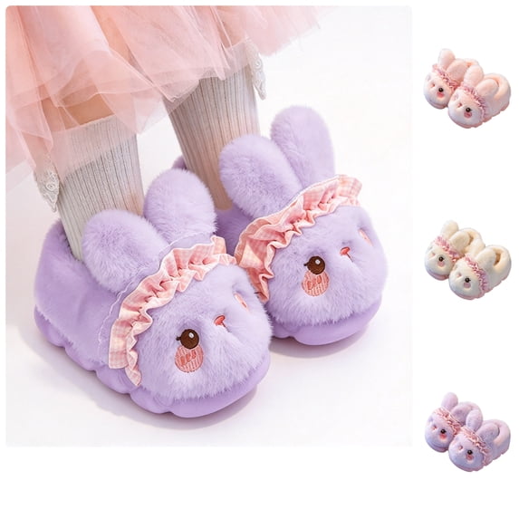 BCSIOAOI Fuzzy Slippers for Kids Bunny Warm Fuzzy Indoor Outdoor House Shoes