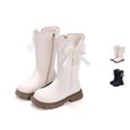 thumbnail image 1 of BCSIOAOI Girl Boots Winter Mid Calf Boots Side Zip Bow Soft Sole Everyday Shoes, 1 of 7