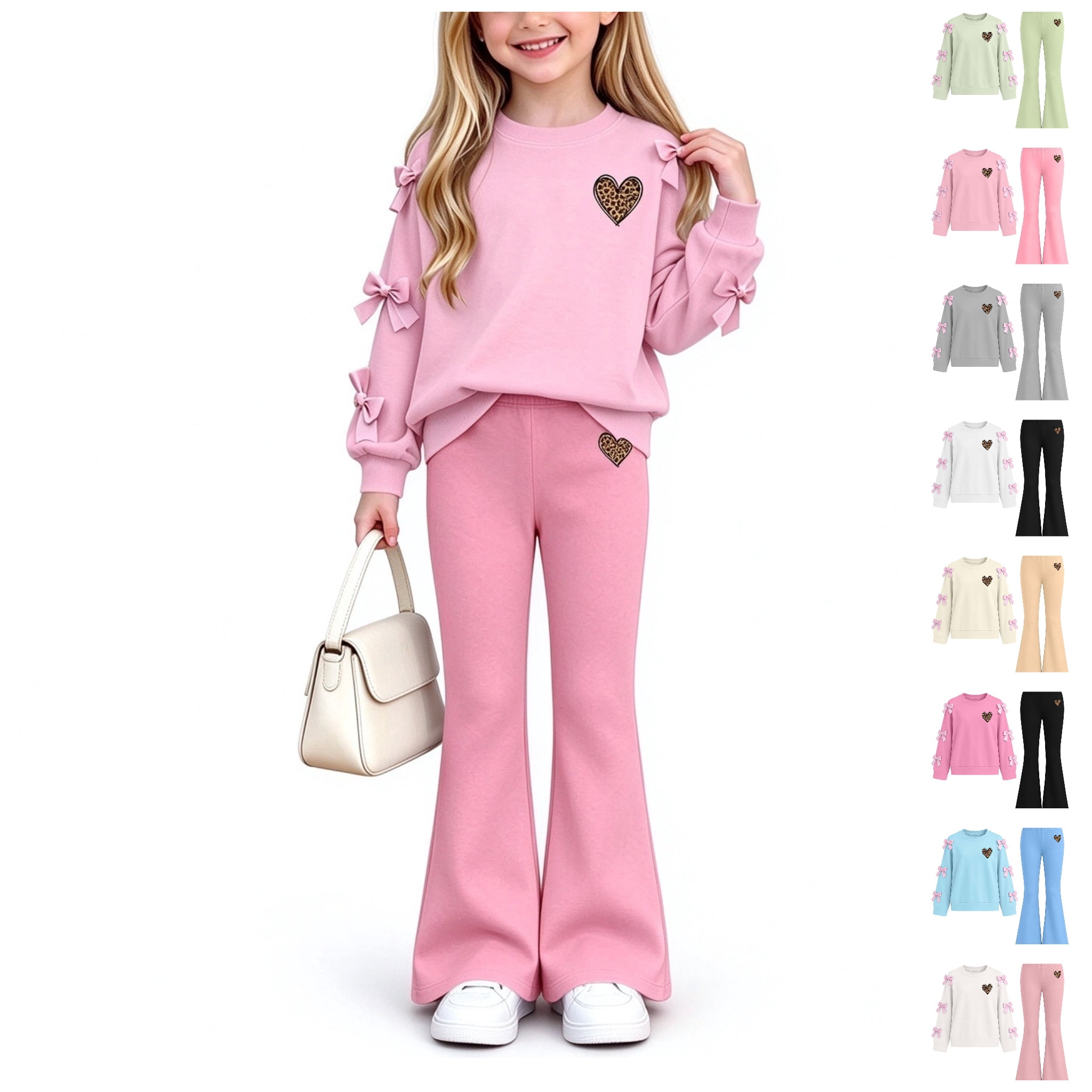 Printable Sign Photo BCSIOAOI Girls 2 Piece Outfit Long Sleeve Heart Print Outfit - Walmart.com